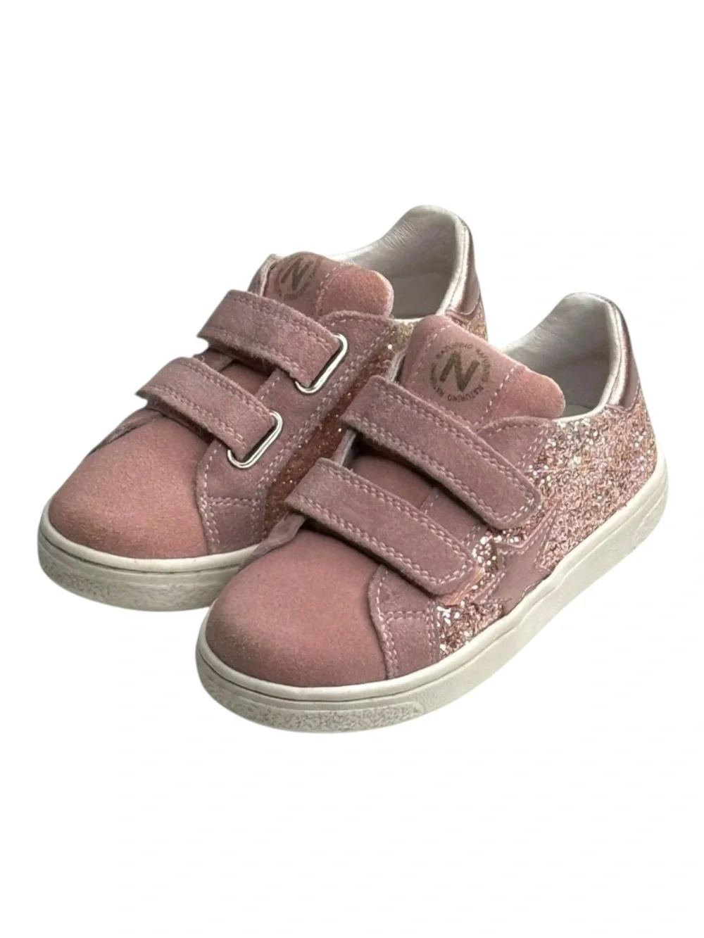 Naturino ★ Pinn VL Glitter Star Italian Suede Sneaker ★ Pink ★ Toddler 8M 25 ★